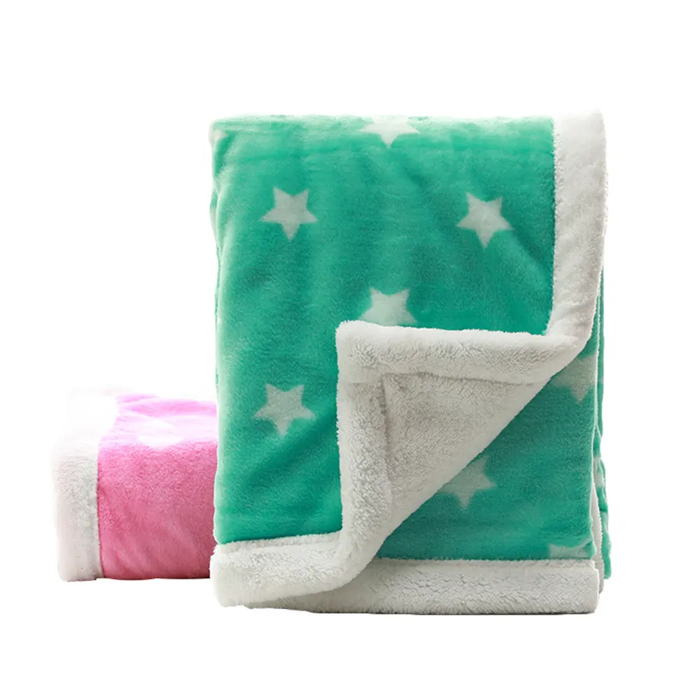 double layers print flannel blanket