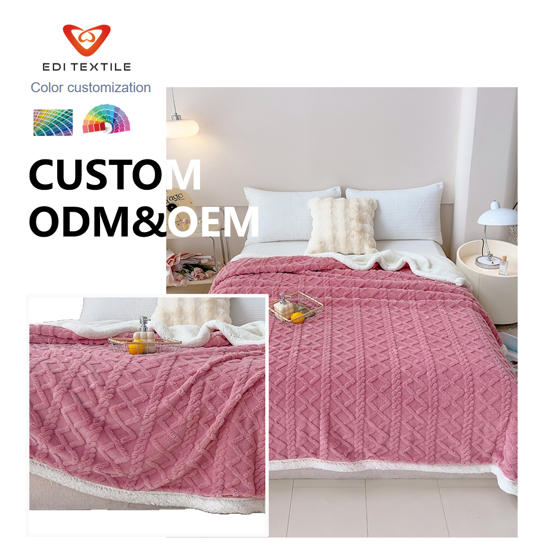 factory direct wholesale jacquard sherpa fleece throw blanket premium anti pilling thick warm plush blanket for chain supermarket home textile-5