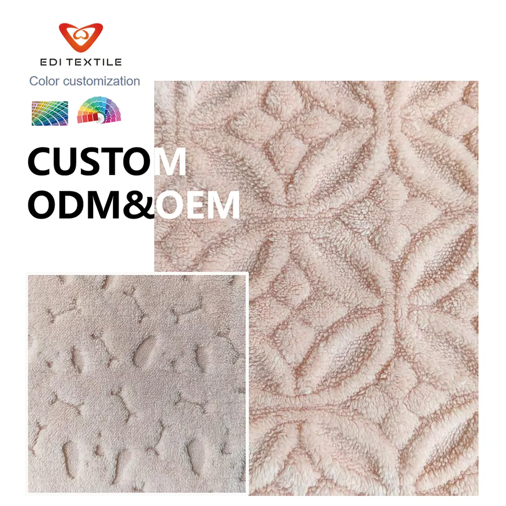Geometric Jacquard Sherpa Fleece Blanket Fabric Anti-Pilling Thick Fluffy Textured Plush Textile for Throw Blanket Sofa Cover Home Textile 