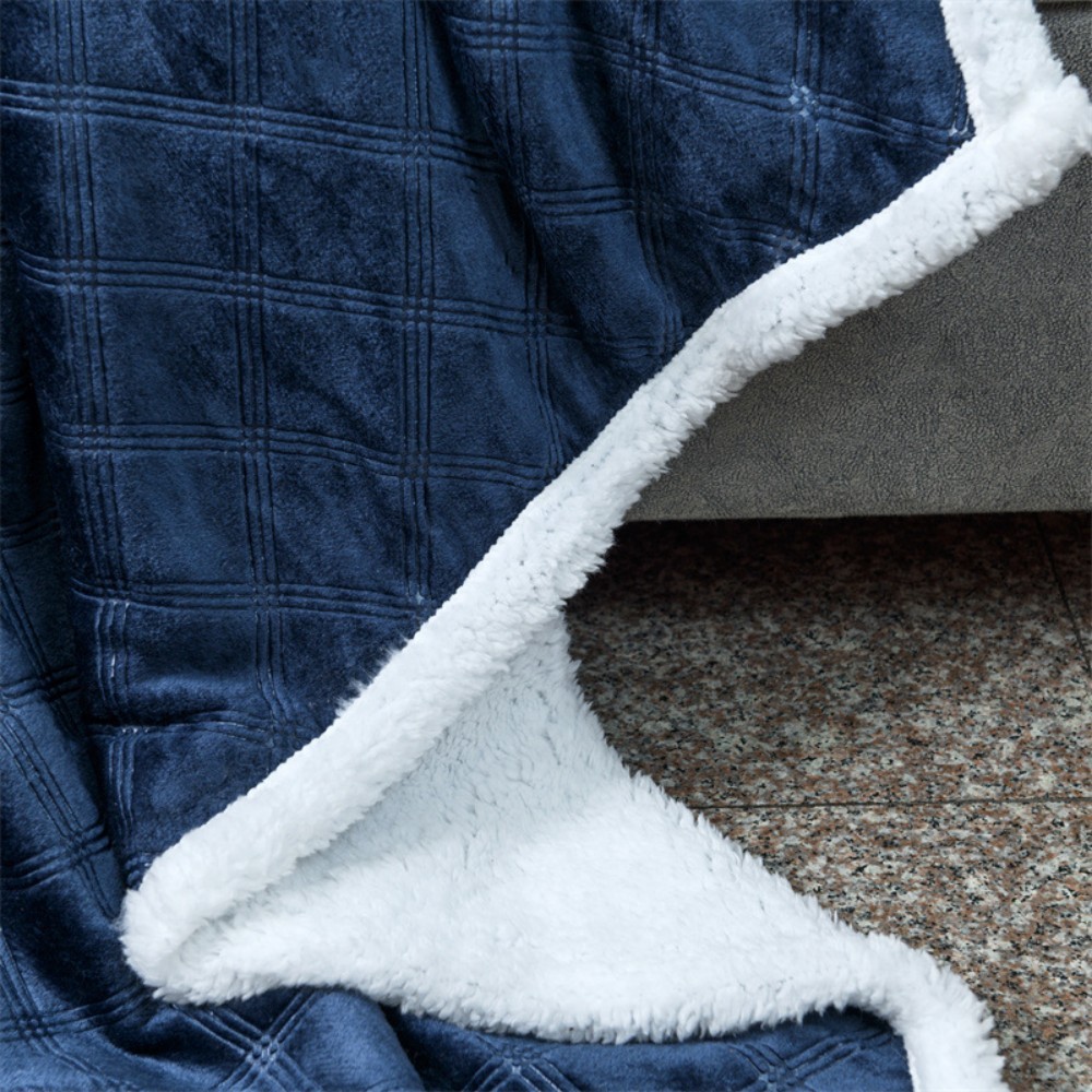 Thick Warm Custom Double Layer Plaid Flannel Sherpa Blanket for importers, supermarkets and home textile wholesalers