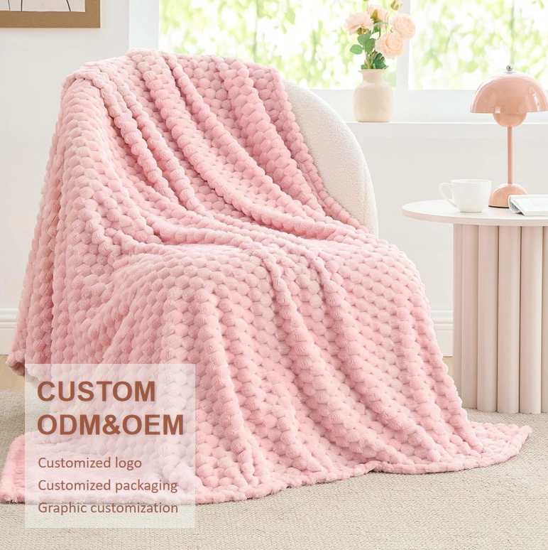 luxury 100 polyester faux fur throw blanket super soft comfortable for winter knitted for bedroom use bubble fleece blanket-5