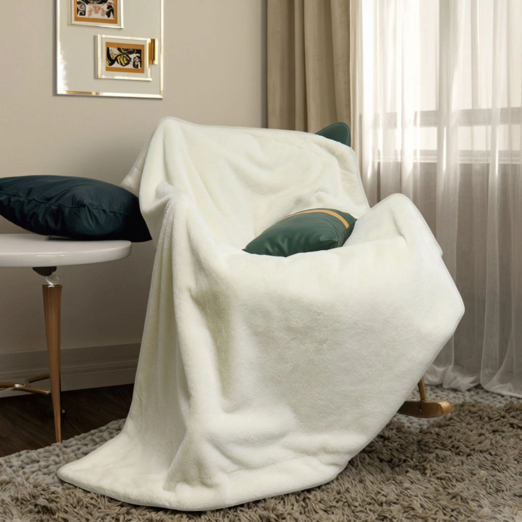 Hot Sale Wholesale Supplier New Products Polyester Super Warm Soft Luxury Bedding Set Thick Throw Fuax Fur Mink Fleece Blanket