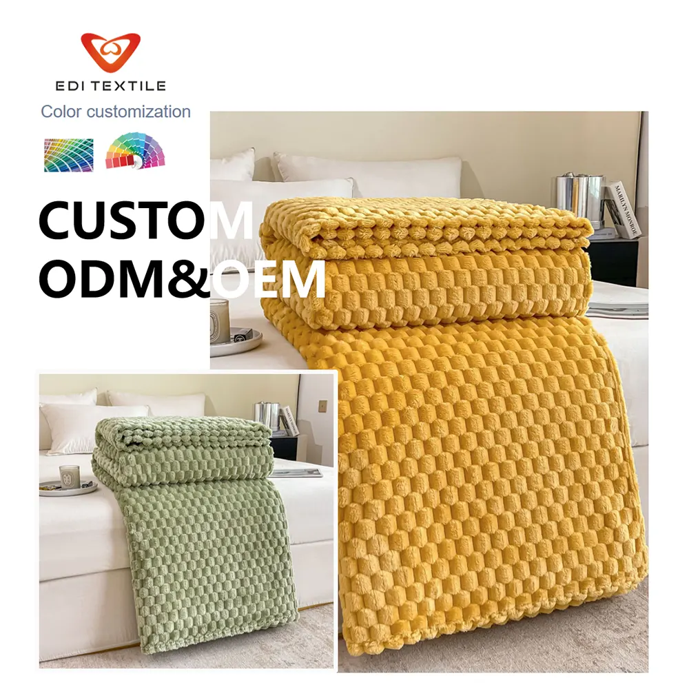 soft warm bubble jacquard flannel blanket bulk supply for wholesalers chain supermarkets  global home textile importers-7