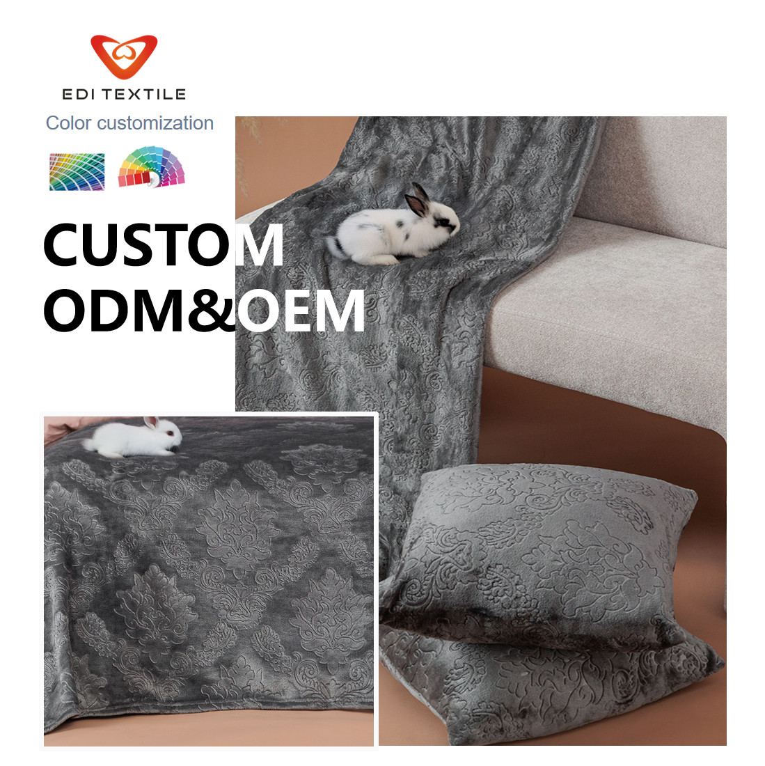 custom solid beige piece dyed flannel blanket for wholesalers chain supermarkets and global importers-4