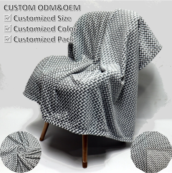 wave pattern cutting flannel blanket-5