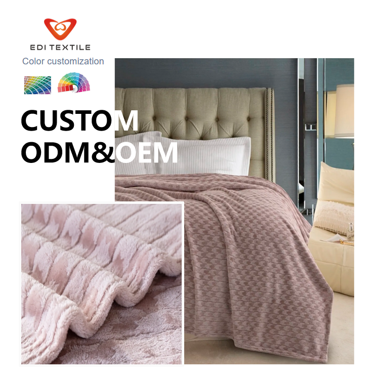 Custom Houndstooth Jacquard Flannel Throw Blanket - Ultra Soft Plush Fleece for Bed, Couch & All Seasons OEM/ODM Supported