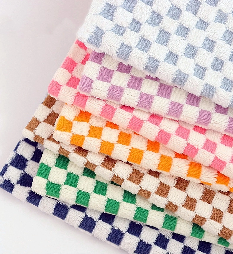 Super Soft High Quality 100% Polyester Knitted Cationic Jacquard Plaid Sherpa Fleece Fabric for Home Textiles Sleepwear Garment