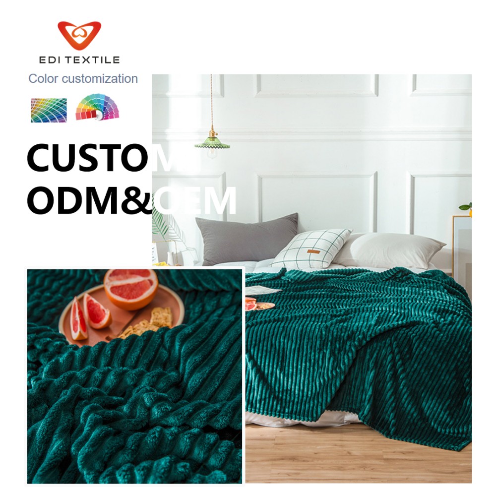soft warm custom strip jacquard flannel blanket for wholesalers and big supermarkets-5
