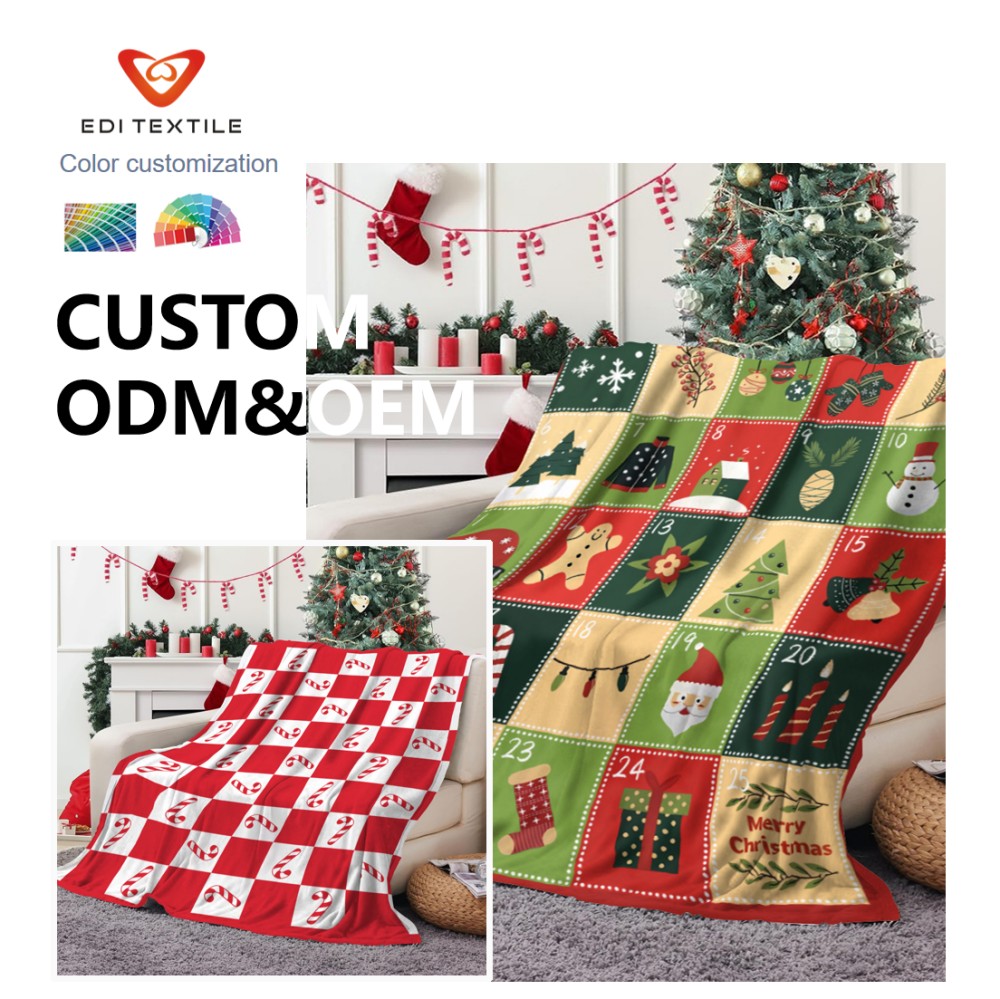 christmas printed glow in the dark flannel throw blanket for supermarkets home textile importers  bulk distributors-7
