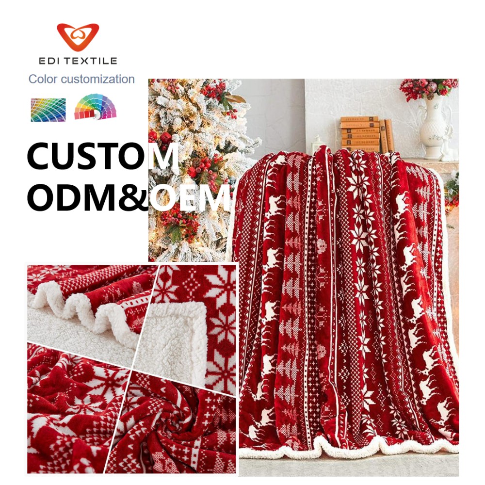 Christmas Fair Isle Double Layer Flannel and Sherpa Blanket for Wholesalers, Chain Supermarkets and Global Home Textile Importers