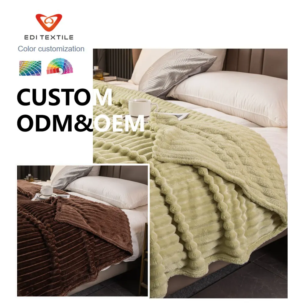 professional b2b product listing green stripe jacquard flannel blanket for wholesalers and supermarkets-6