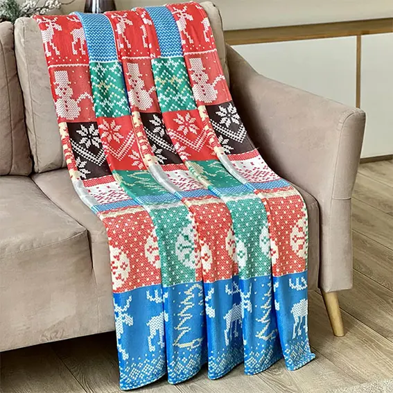 factory direct supply 3d geometric diamond jacquard double layer flannel sherpa throw blanket thick warm tufted textured plush fleece blanket with sherpa reverse for bedroom sofa luxury home decor-1