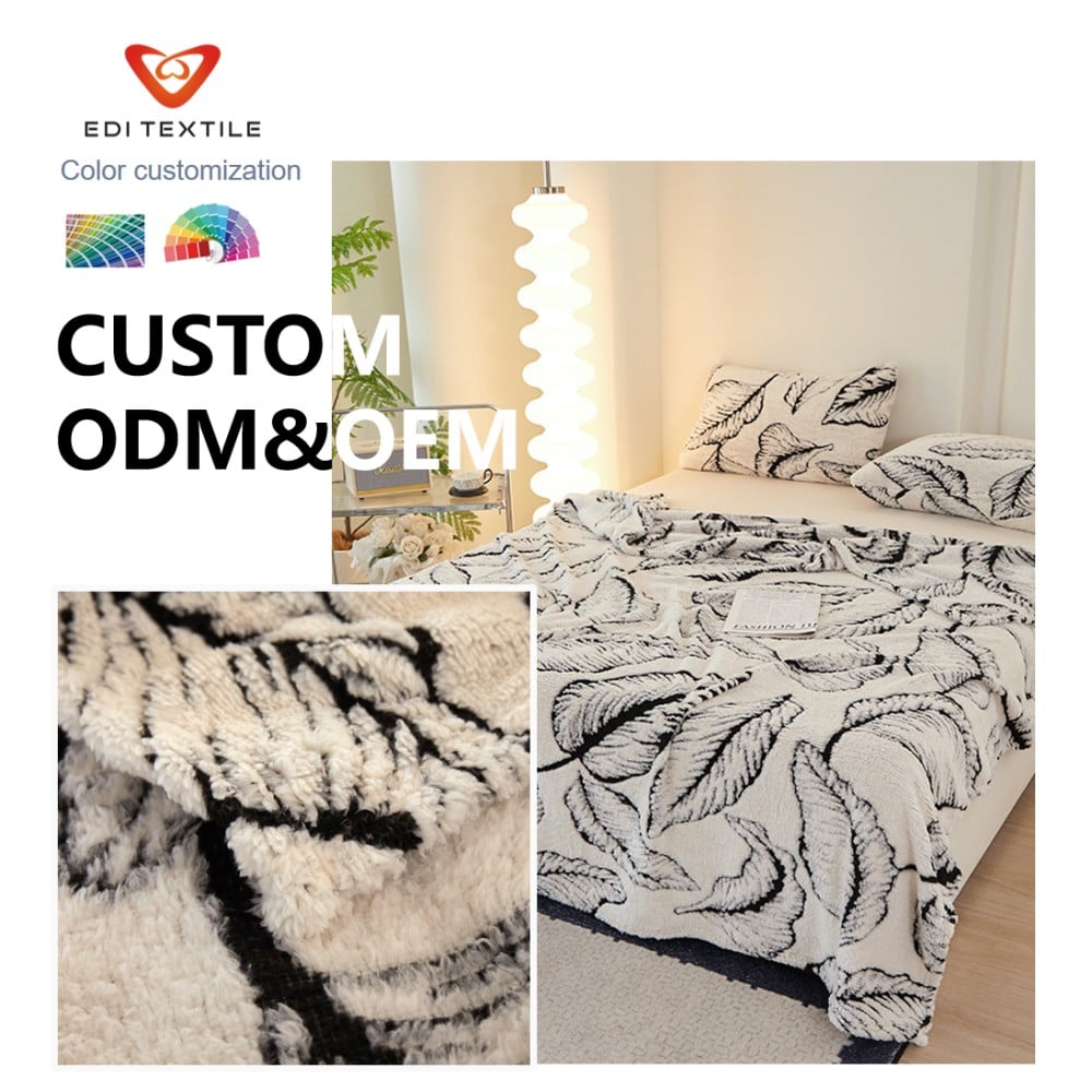 factory direct supply bubble grid woven jacquard flannel fleece throw blanket for global home textile importers and wholesale distributors-3