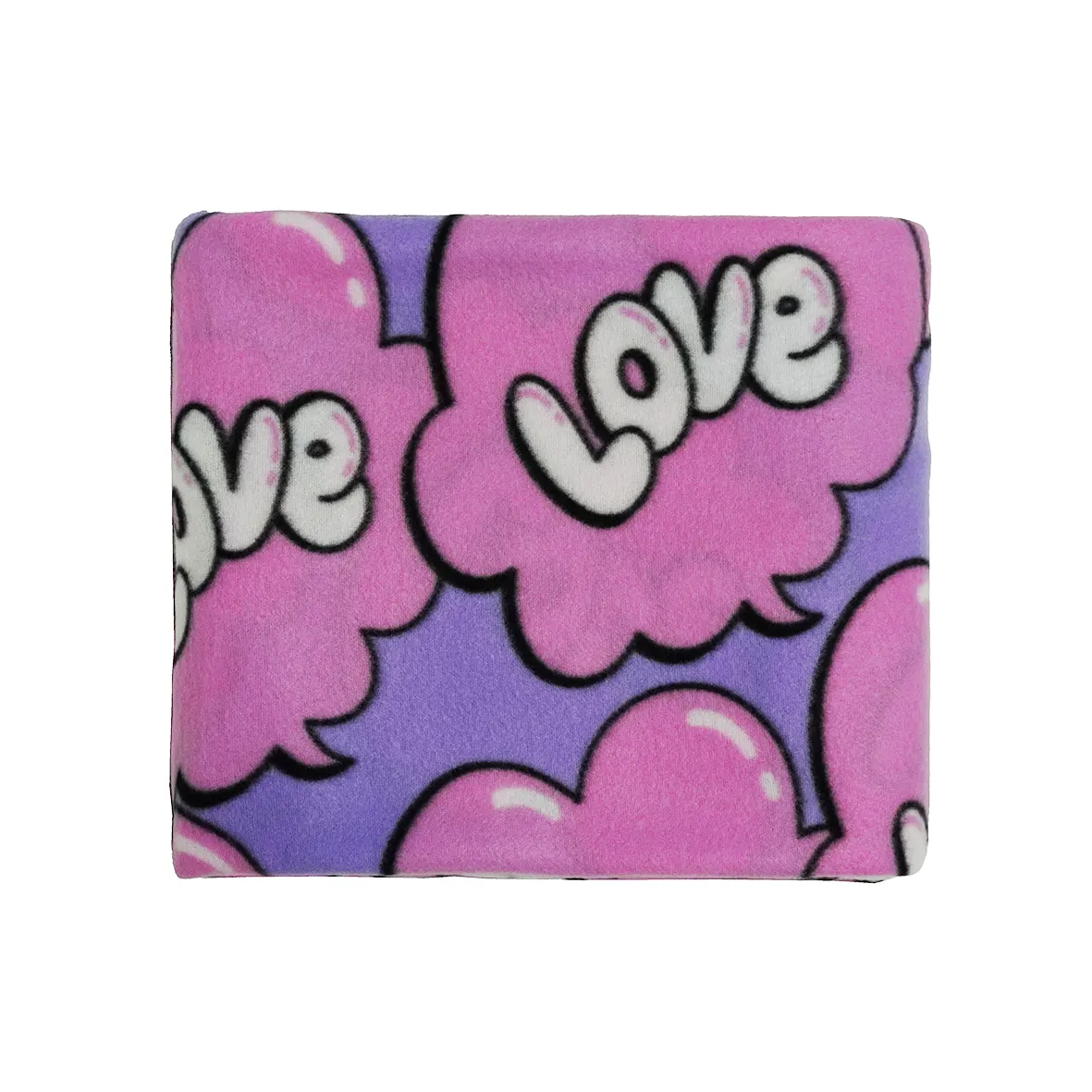 Bubble Chat Frame with Love Words Printed Polar Fleece Fabric for Throw Blanket Cushion Cover Pet Clothing for Home Decor