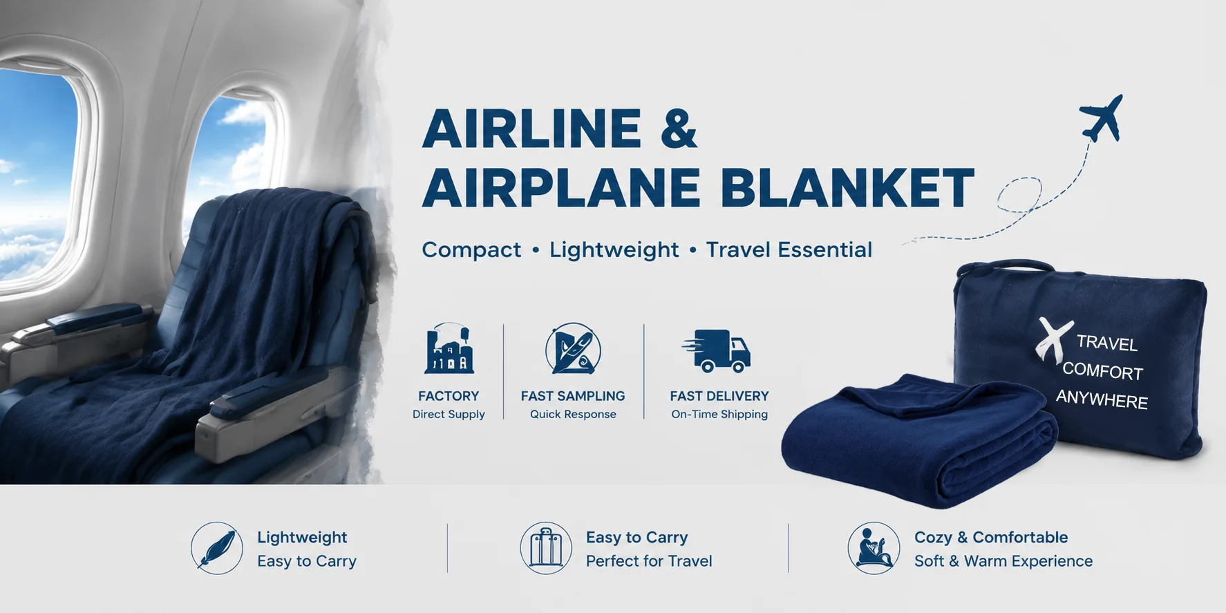 Flame retardant airline airplane blanket