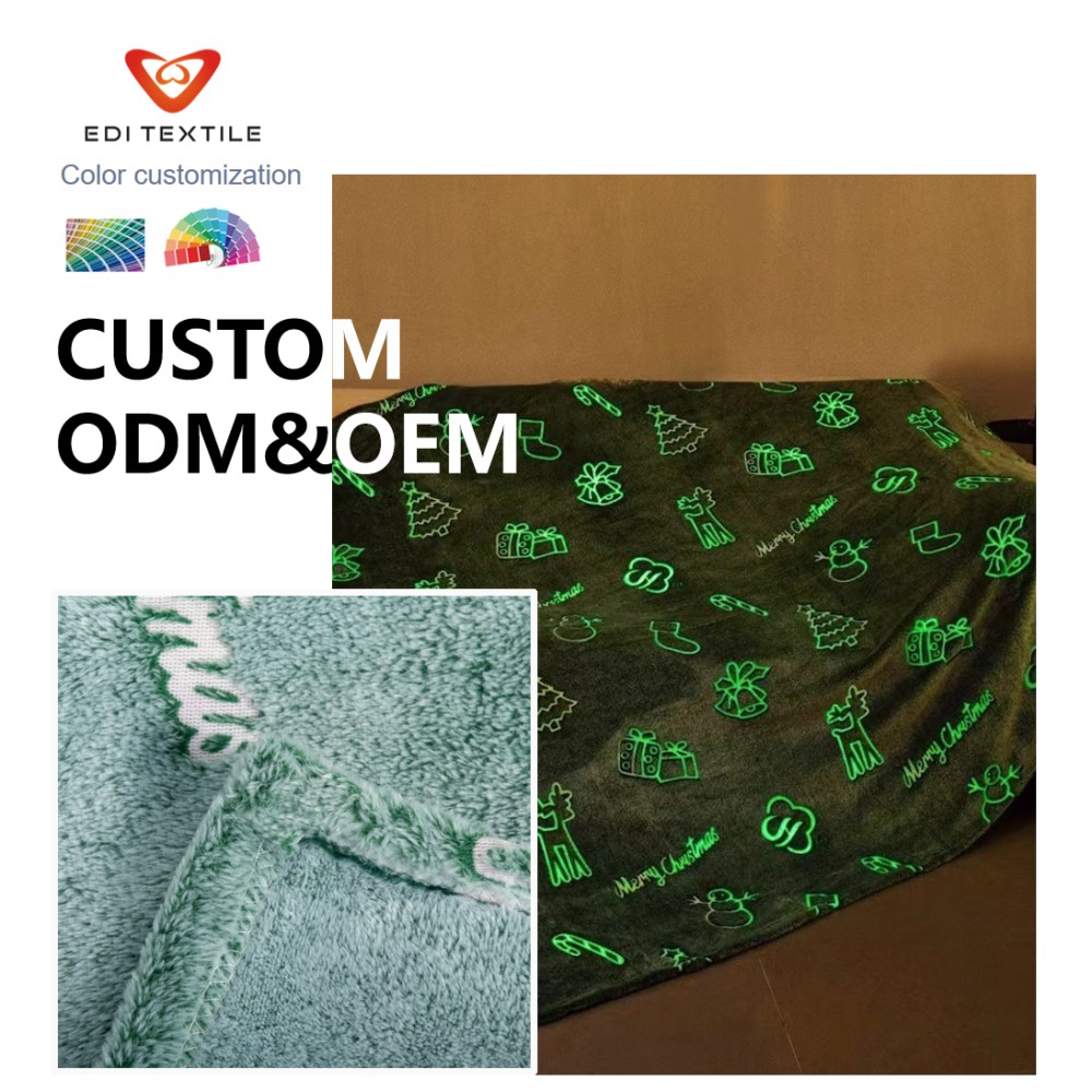 Custom Glow In The Dark Christmas Motifs Jacquard Flannel Blanket ODM OEM Custom Service for Wholesalers, Chain Supermarkets & Importers