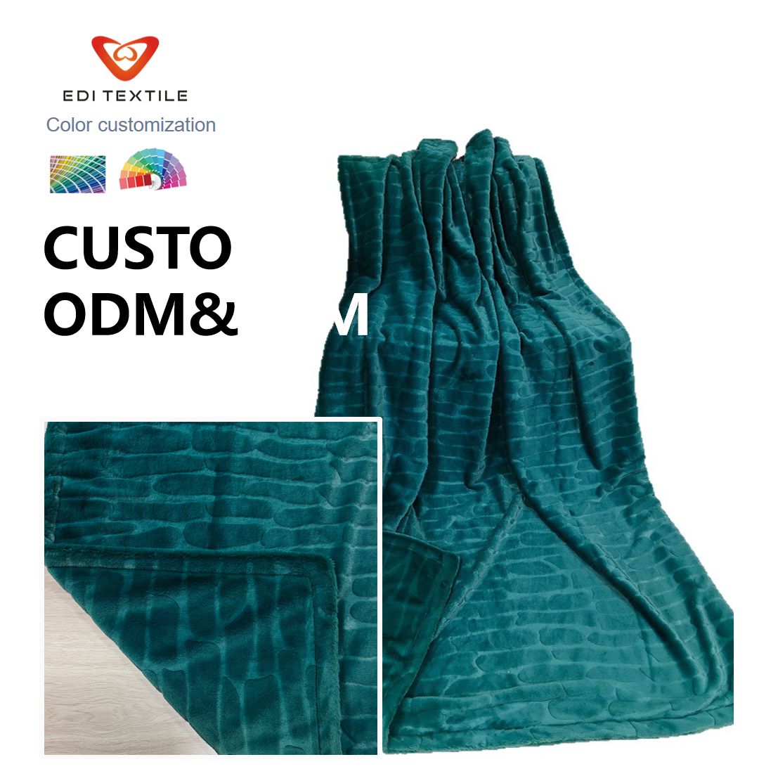 Professional B2B product listing  Green Stripe Jacquard Flannel Blanket for Wholesalers and Supermarkets