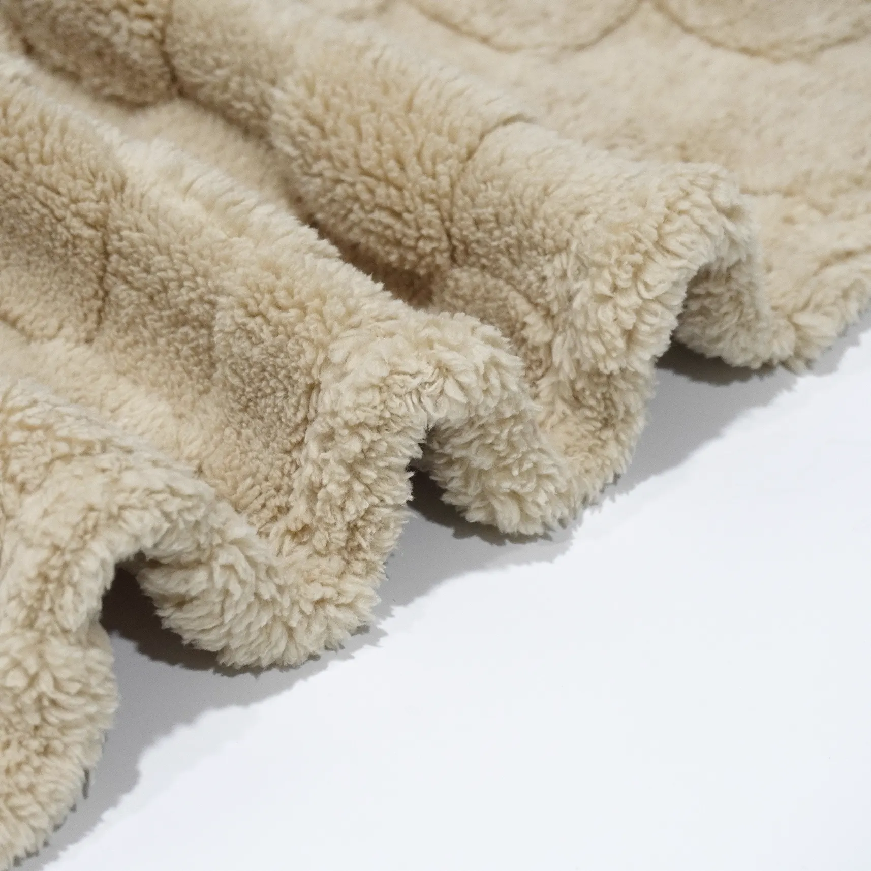 Camel Checkerboard Jacquard Sherpa Fleece Blanket details