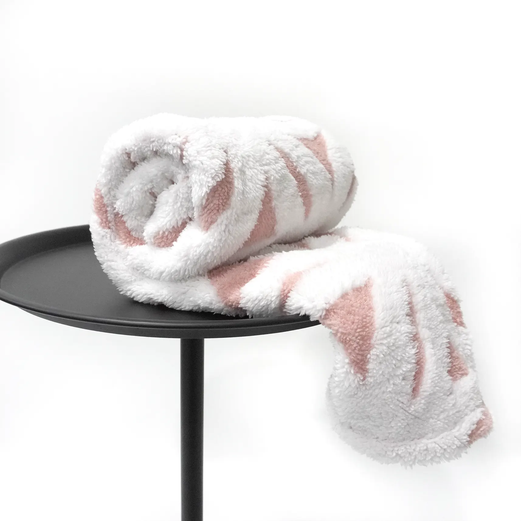 Pink Cationic Jacquard Double Layer Blanket details