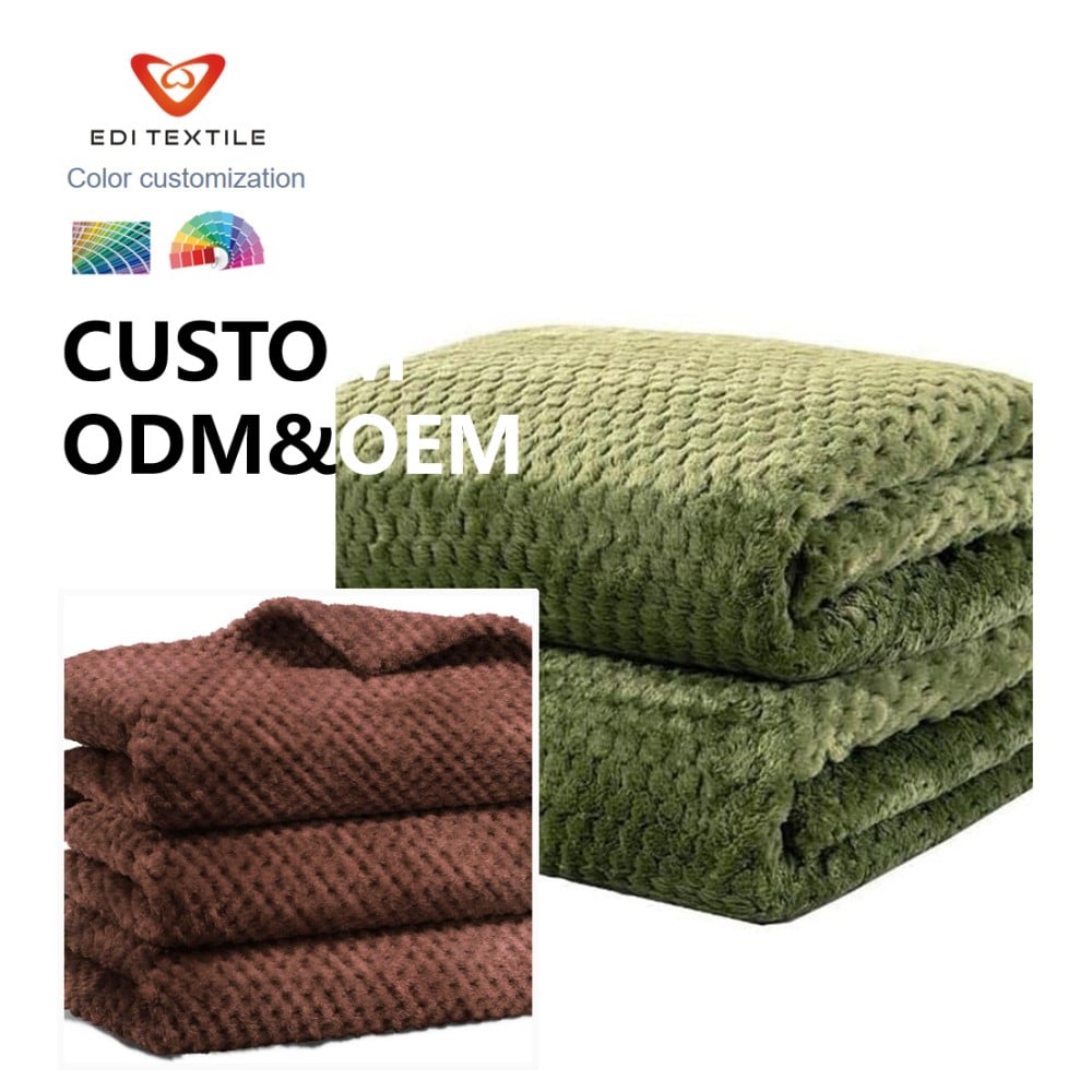 Tiesioginis gamyklos tiekimas: vienpalučio spalvos ananaso tinklelio jakardinis flanelinis šalikas grandinėms supermarkėtams, namų tekstilės importuotojams ir viso pasaulio didmeninės prekybos platintojams