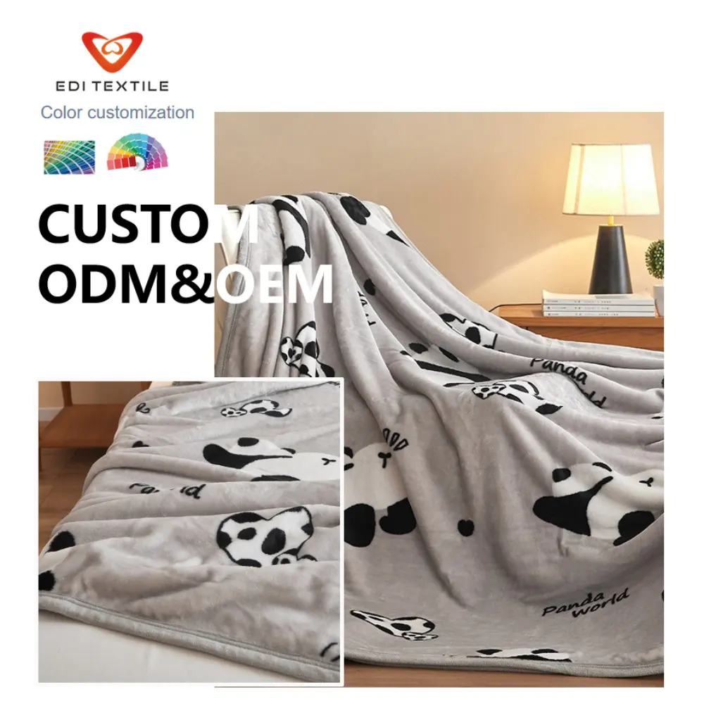  ODM OEM Custom Panda Printed Flannel Blanket Service for Wholesalers, Chain Supermarkets & Global Importers