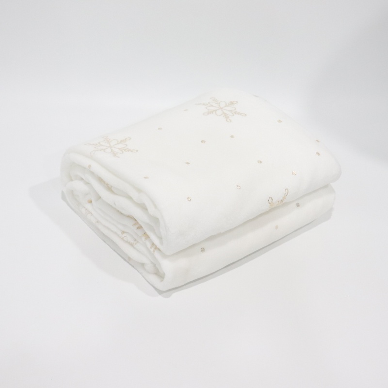 Gold Foil Snow Pattern New Years Flannel Blanket details