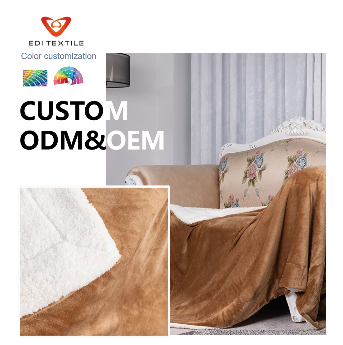 smiley print sherpa flannel blanket aesthetic throw custom odm oem for bedroom  wholesaler-7