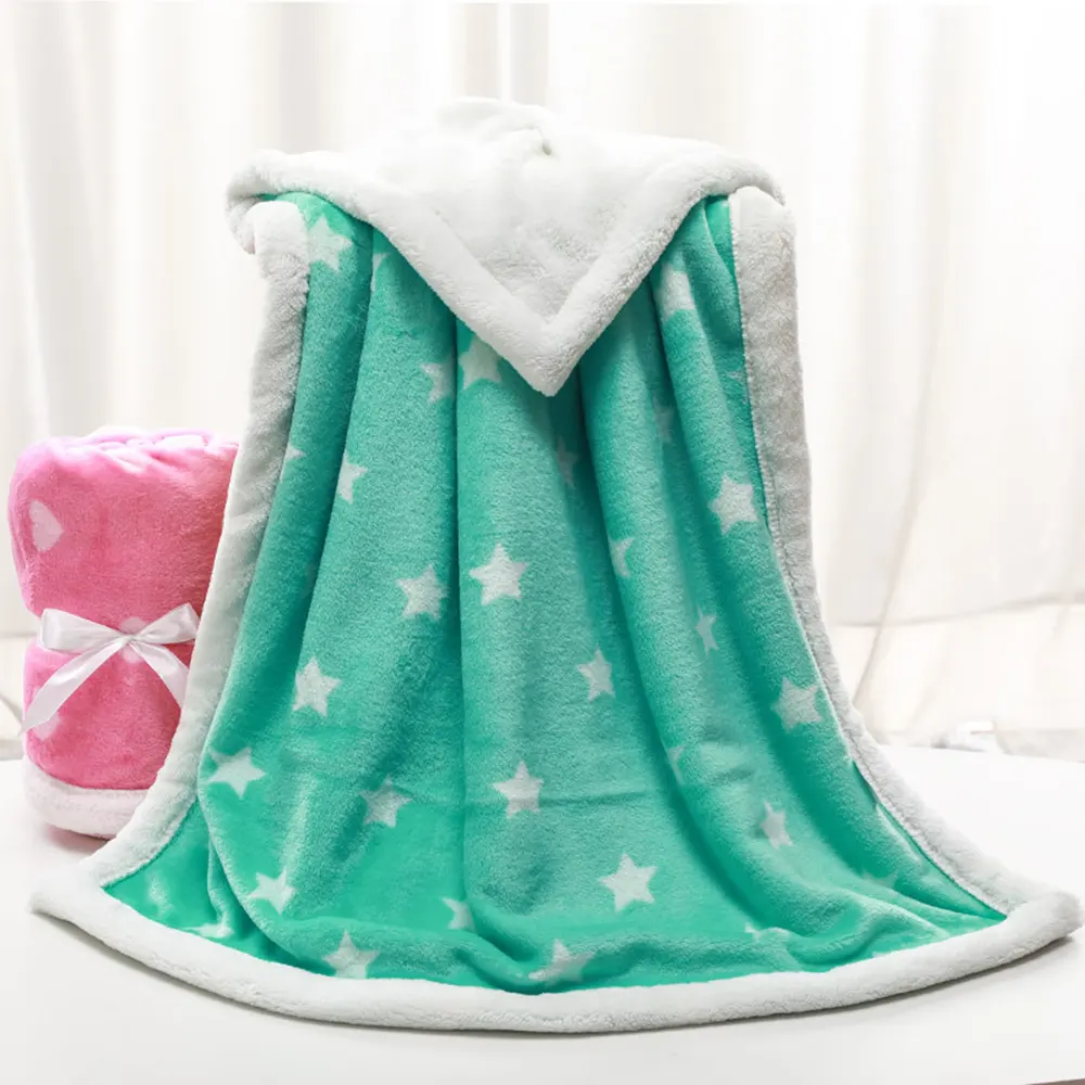 double layers print flannel blanket