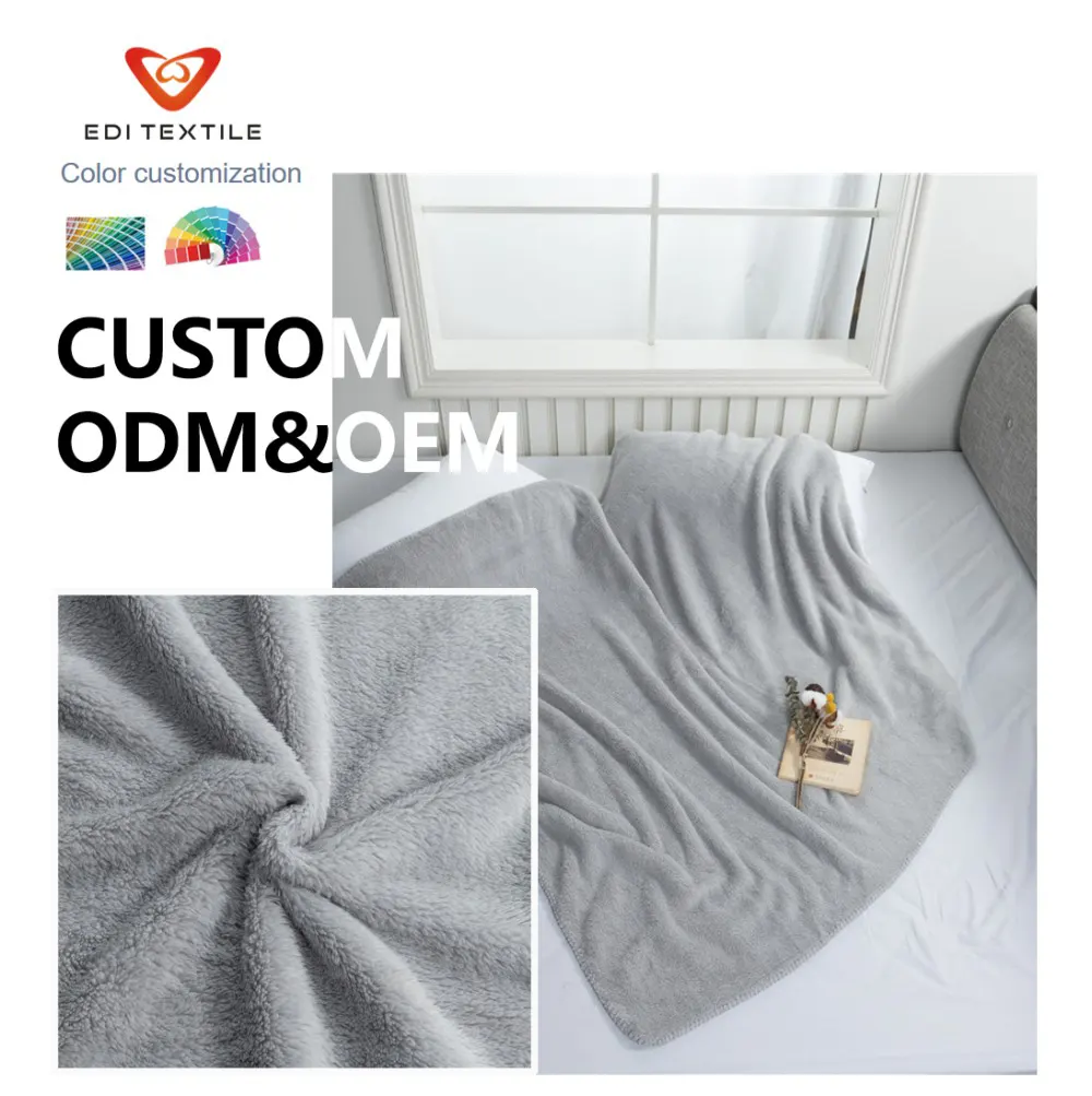 Full ODM OEM Service Custom Solid Grey Piece Dyed Flannel Blanket for Wholesalers, Chain Supermarkets and Global Importers
