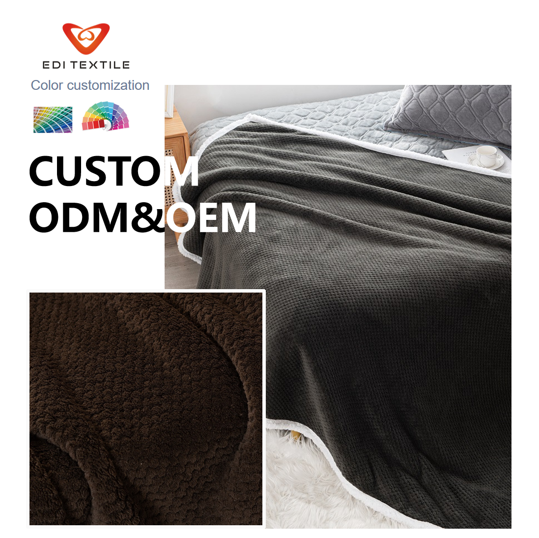 Custom Double Layers Jacquard Flannel Sherpa Blanket for B2B bulk orders 