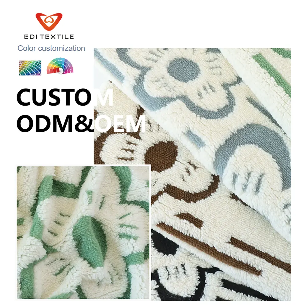Factory Direct Wholesale Multi-Color Flower Pattern Cationic Dyed Sherpa Fleece Blanket Fabric for Wholesaler Home Textile Manufacturing
