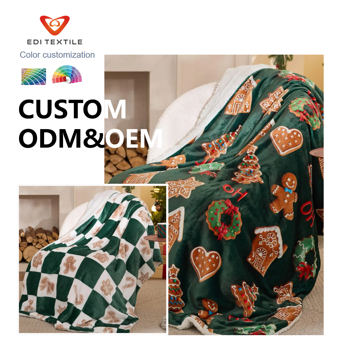 Christmas Premium double layers flannel and sherpa blanket prints for bulk orders