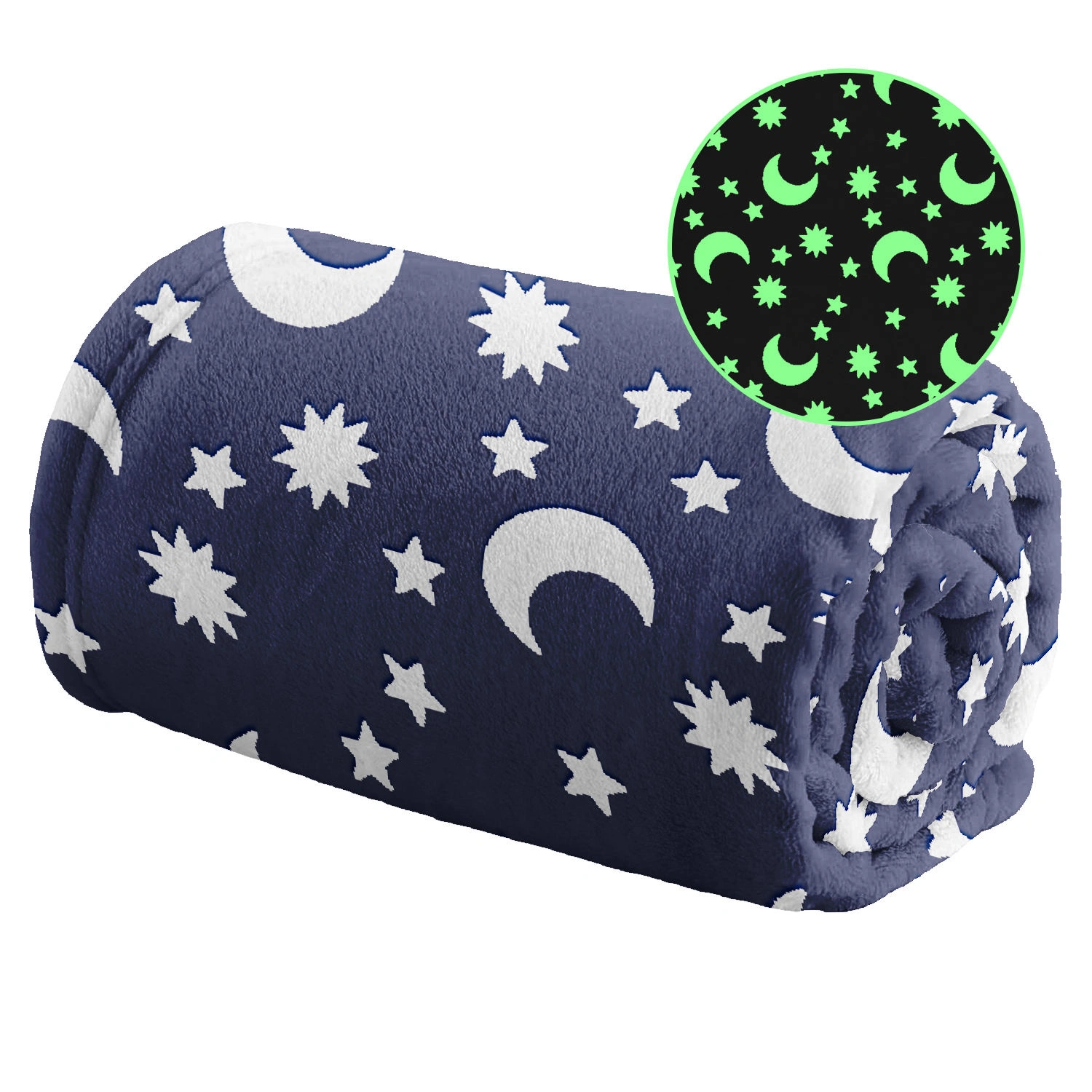 Flannel Polyester Luminous Throw Blanket Kids Glow in the Dark Shining Moon Blanket Soft Ideal for Gifts Retailers Custom Design