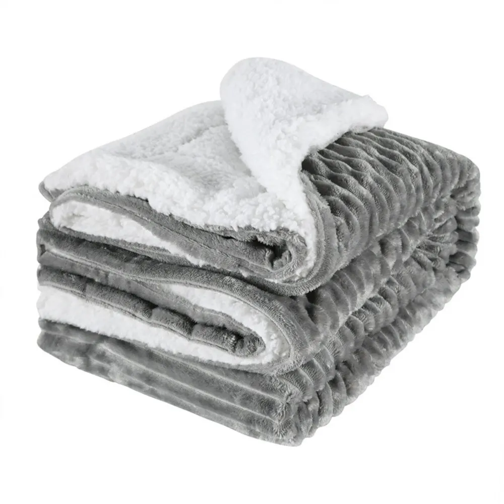 double layers flannel and sherpa blanket