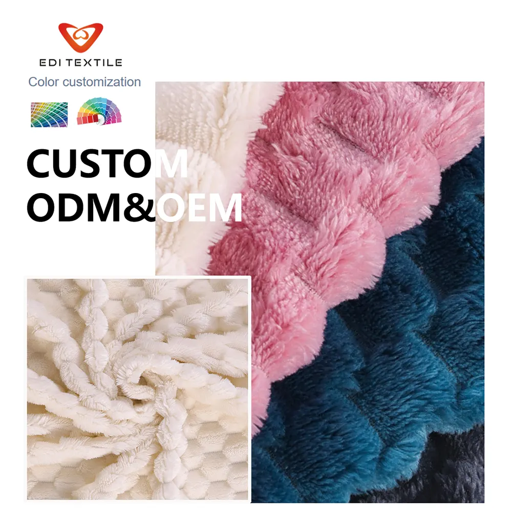 Factory Direct Wholesale Stripe Jacquard Sherpa Fleece Blanket Fabric Custom GSM Width Pattern Bulk Fabric for Global Supermarket