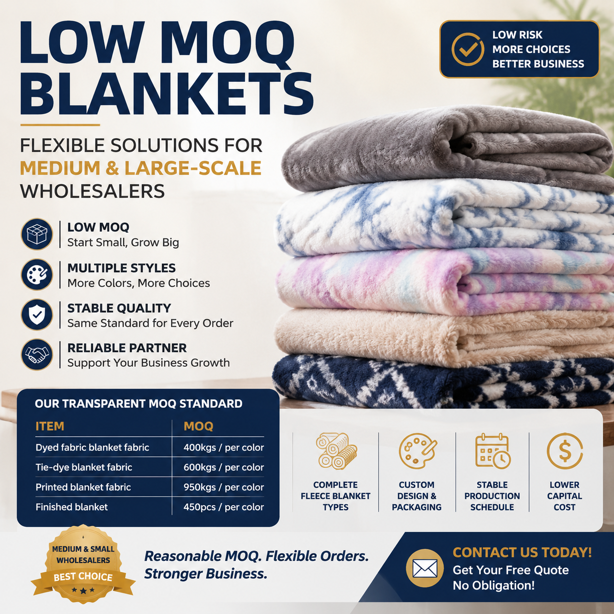 Low MOQ Blankets: Flexible Solutions For Medium and Large-scale Wholesalers