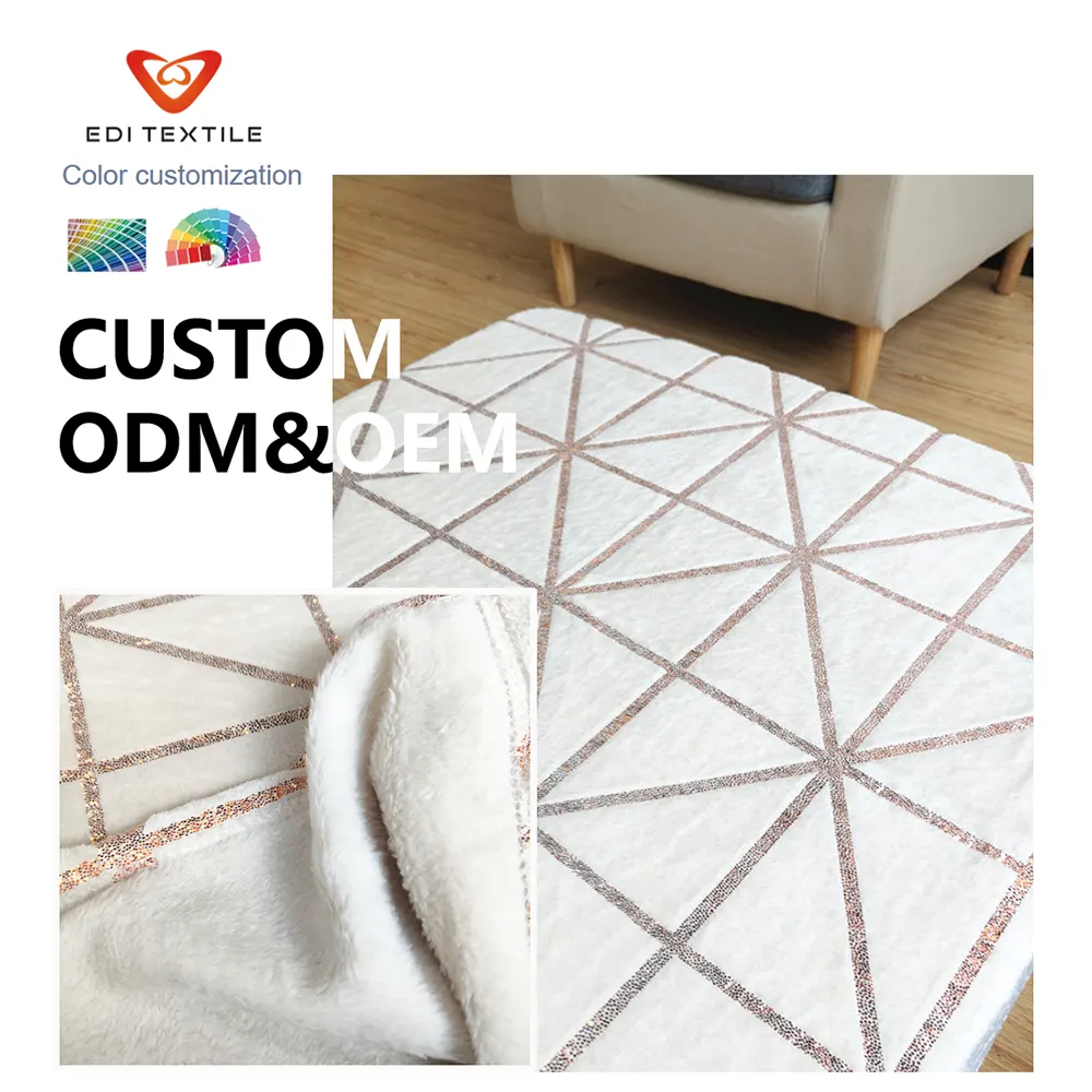  Foil Geometric Print Flannel Throw Blanket for Chain Supermarkets Home Textile Importers Bulk Distributors