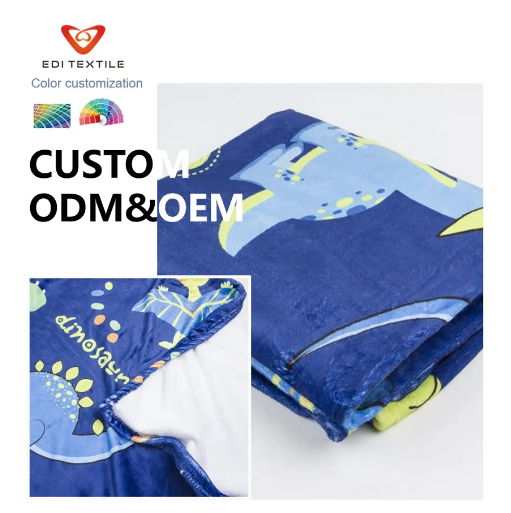 Kids Cartoon Dinosaur Print Flannel Throw Blanket Wholesale Custom OEM ODM for Chain Supermarkets Home Textile Importers & Bulk Distributors
