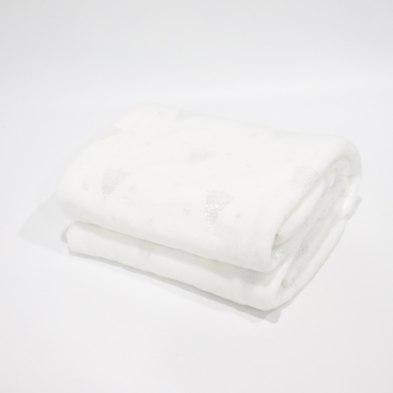 Silver Tree Foil Pattern Christmas Flannel Blanket details
