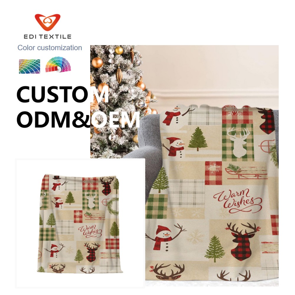 custom soft glow in the dark christmas tree jacquard flannel blanket -5