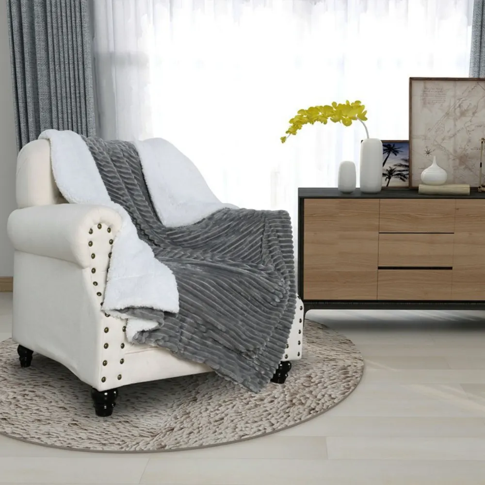 double layers flannel and sherpa blanket