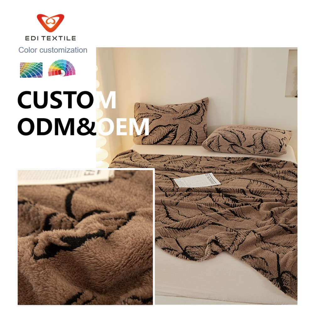 custom double layers jacquard flannel sherpa blanket for b2b bulk orders -5