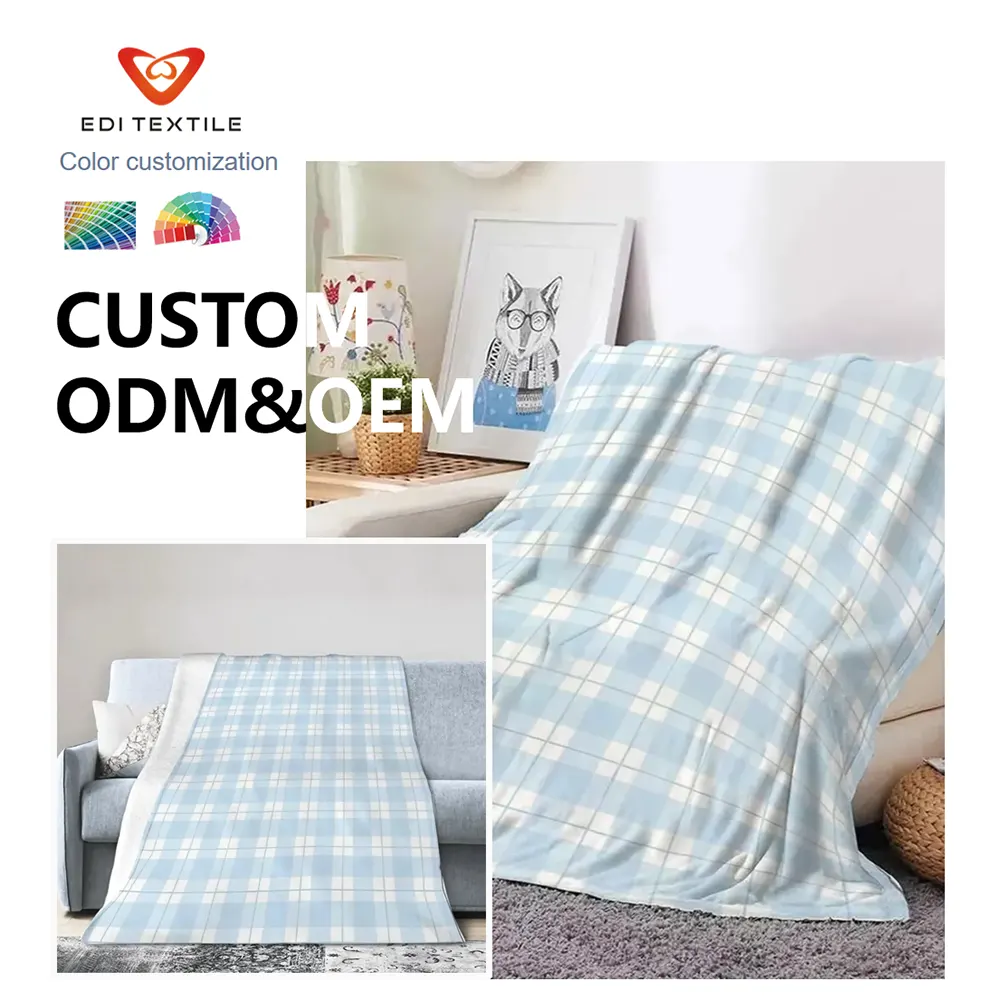 Single Layer Anti-Pilling Lightweight Check Printed Flannel Throw Blanket, Decorative Plaid Flannel Blanket For Sofa, Bedroom & Vacation Rentals, Wholesale OEM ODM For Global Home Textile Importers