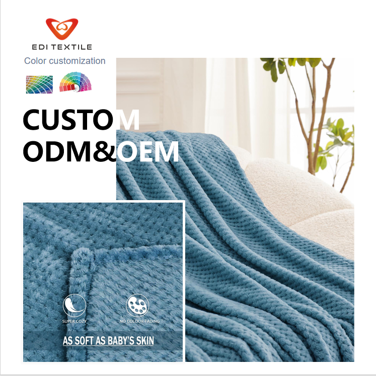 custom size solid plaid 100 polyester fleece polar throw blanket suitable for spring and summer beds sofas offices decoration-5