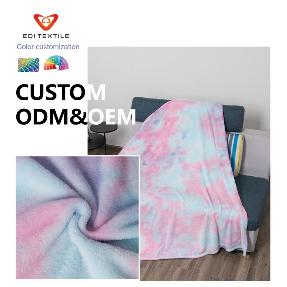  Lightweight Skin-friendly PolyesteCustom Tie Dye Printed Single Layer Flannel Blanket for Wholesalers, Chain Supermarkets & Global Importers