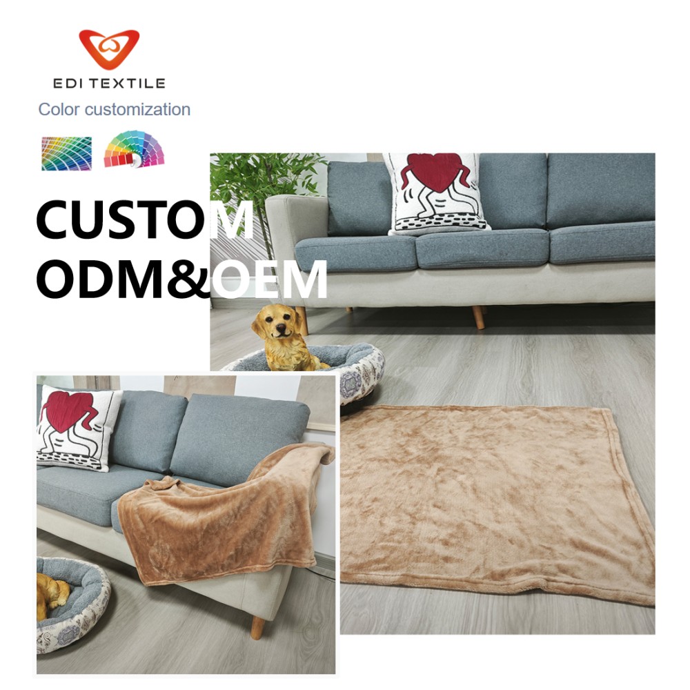 Custom Solid Color Piece Dyed Flannel Blanket for supermarkets and wholesalers