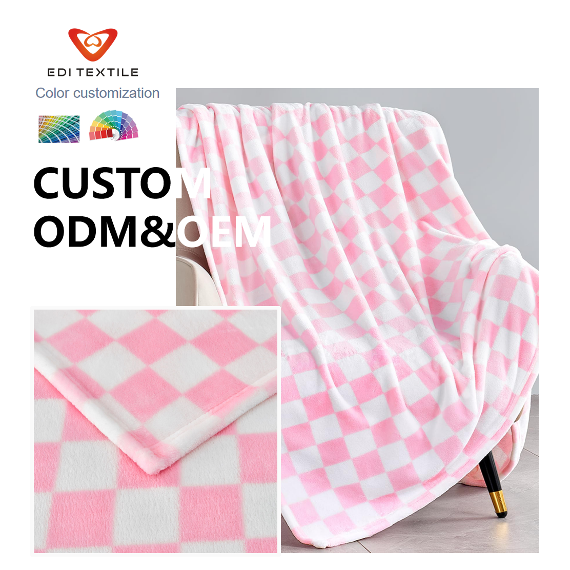 yellow pineapple checks jacquard flannel blanket-4