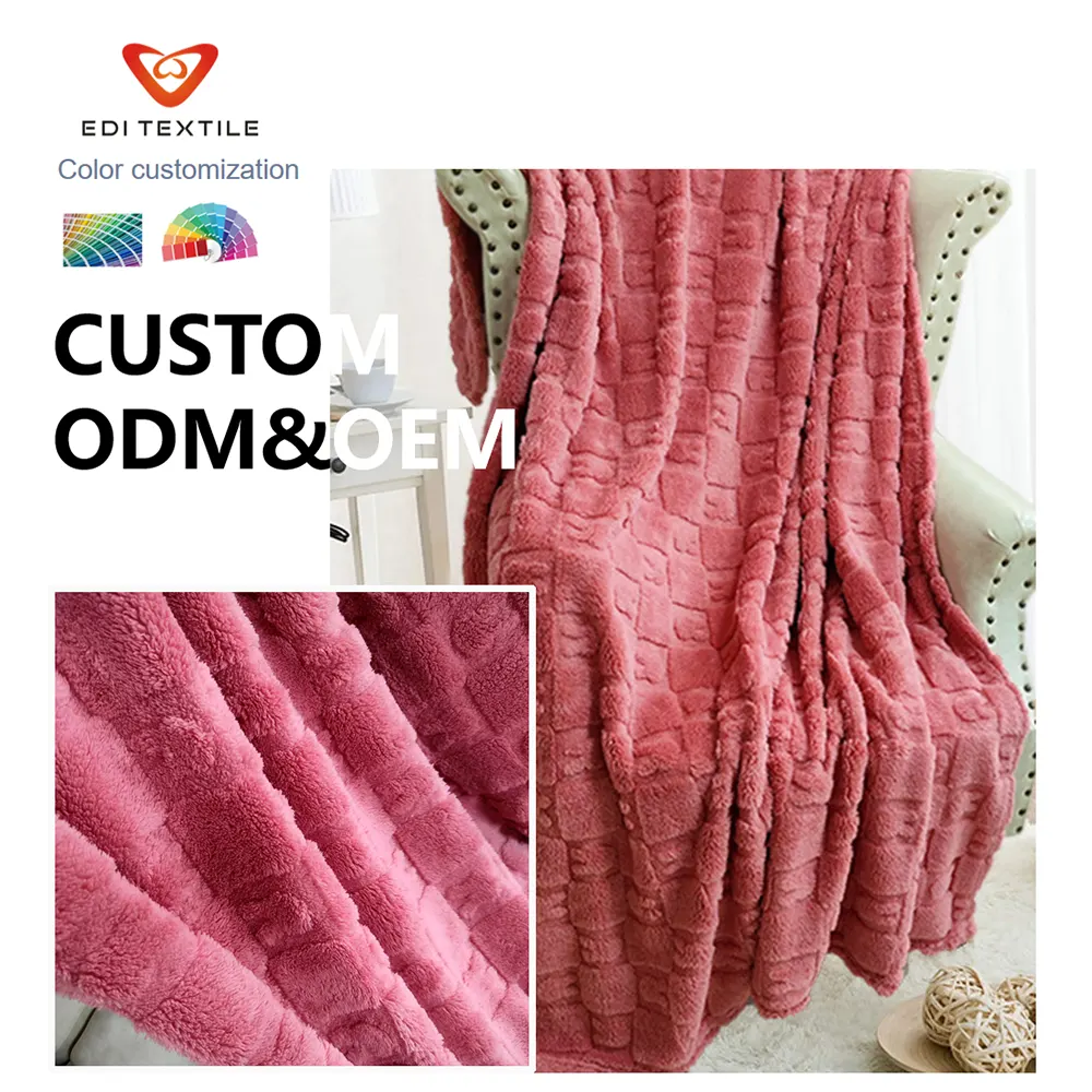  weight solid pink piece dyed flannel blanket for wholesalers chain supermarkets and global importers-7