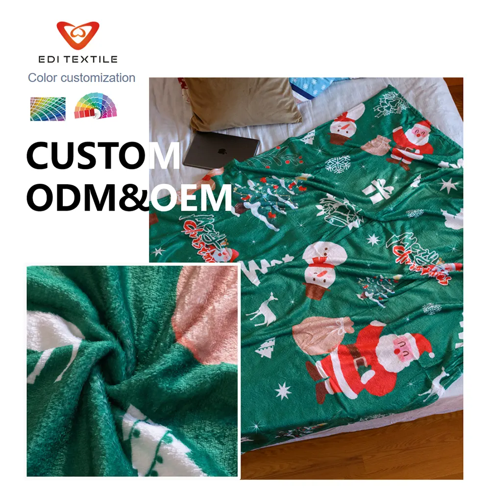 Christmas Snowman Print Flannel Throw Blanket for Wholesalers and Chain Supermarkets