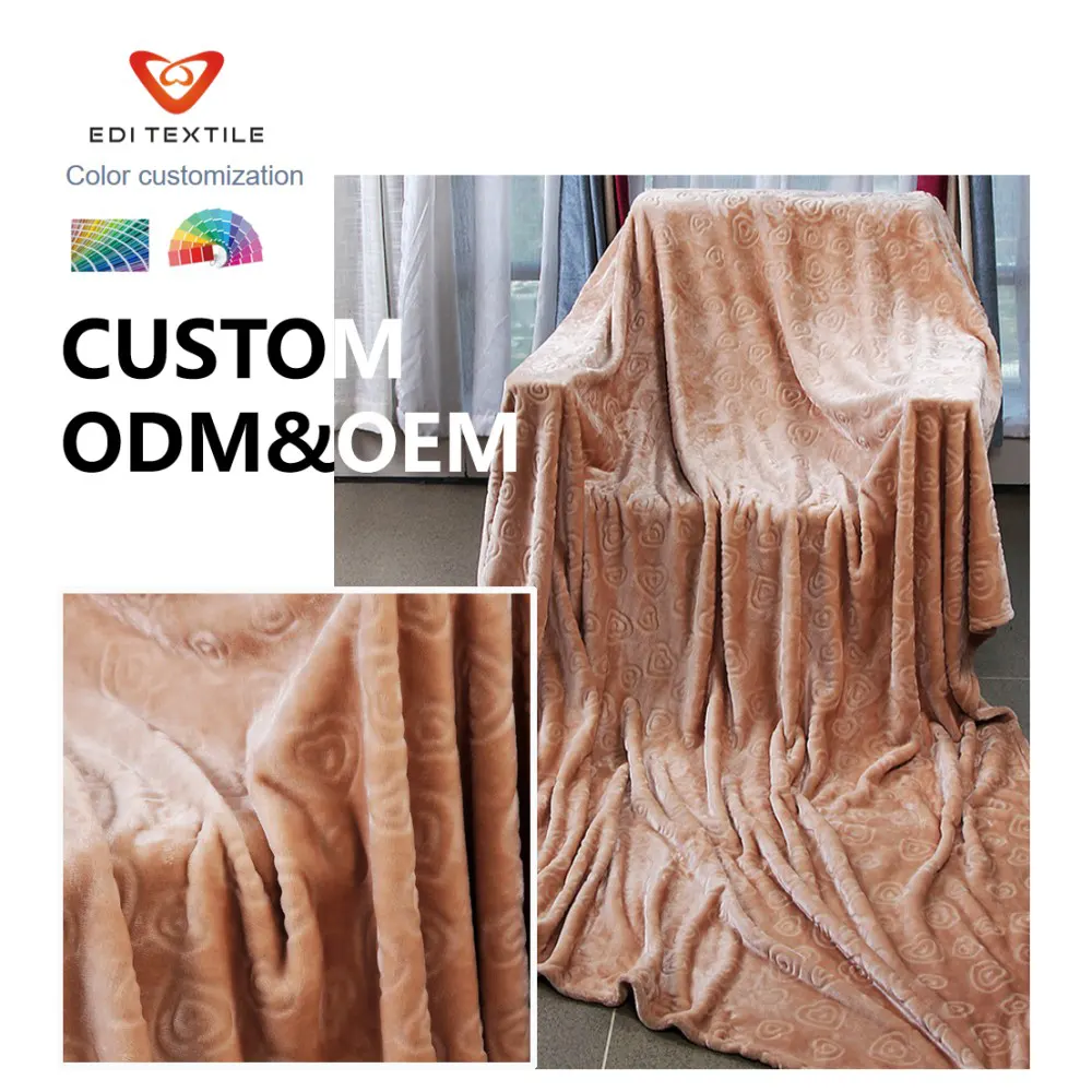 Customizable Color Size Heart Pattern Cutting Flannel Blanket for Wholesalers, Chain Supermarkets & Global Home Textile Importers